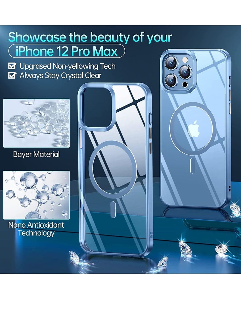 Generic - Built in Magnets Compatible with MagSafe Clear Hard PC Back Cover Soft TPU Frame Shockproof Protective Slim Bumper Case for iPhone 14 Pro Max_Light Blue - Image 1