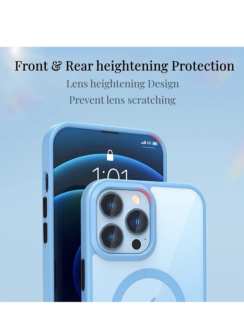 Generic - Built in Magnets Compatible with MagSafe Clear Hard PC Back Cover Soft TPU Frame Shockproof Protective Slim Bumper Case for iPhone 14 Pro Max_Light Blue - Image 1
