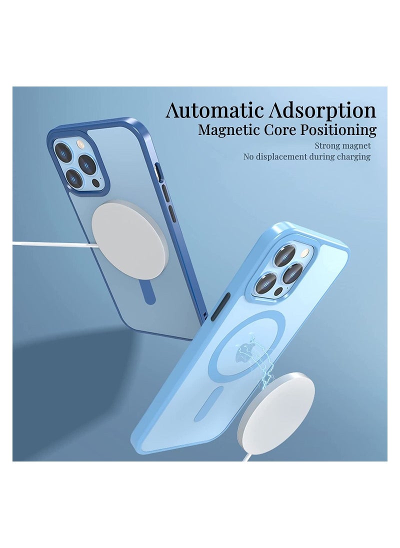 Generic - Built in Magnets Compatible with MagSafe Clear Hard PC Back Cover Soft TPU Frame Shockproof Protective Slim Bumper Case for iPhone 14 Pro Max_Light Blue - Image 1