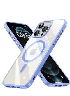 Built in Magnets Compatible with MagSafe Clear Hard PC Back Cover Soft TPU Frame Shockproof Protective Slim Bumper Case for iPhone 14 Pro Max_Light Blue