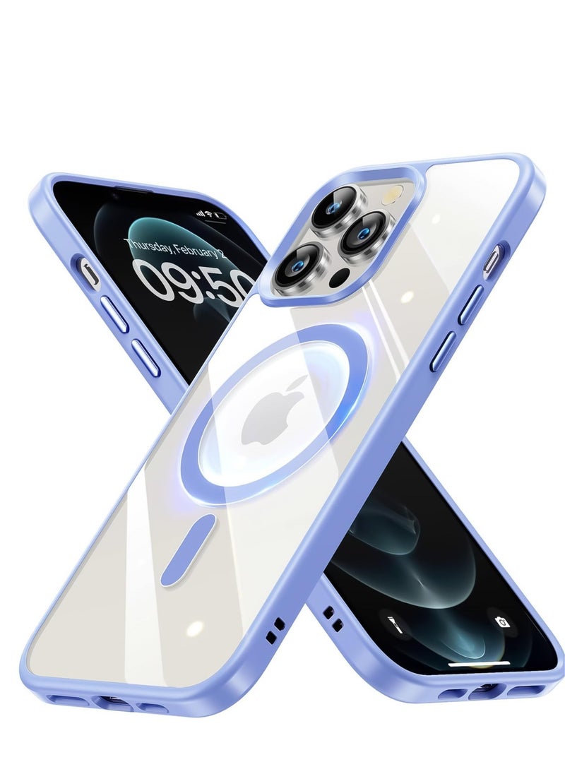 Generic - Built in Magnets Compatible with MagSafe Clear Hard PC Back Cover Soft TPU Frame Shockproof Protective Slim Bumper Case for iPhone 14 Pro Max_Light Blue - Image 1