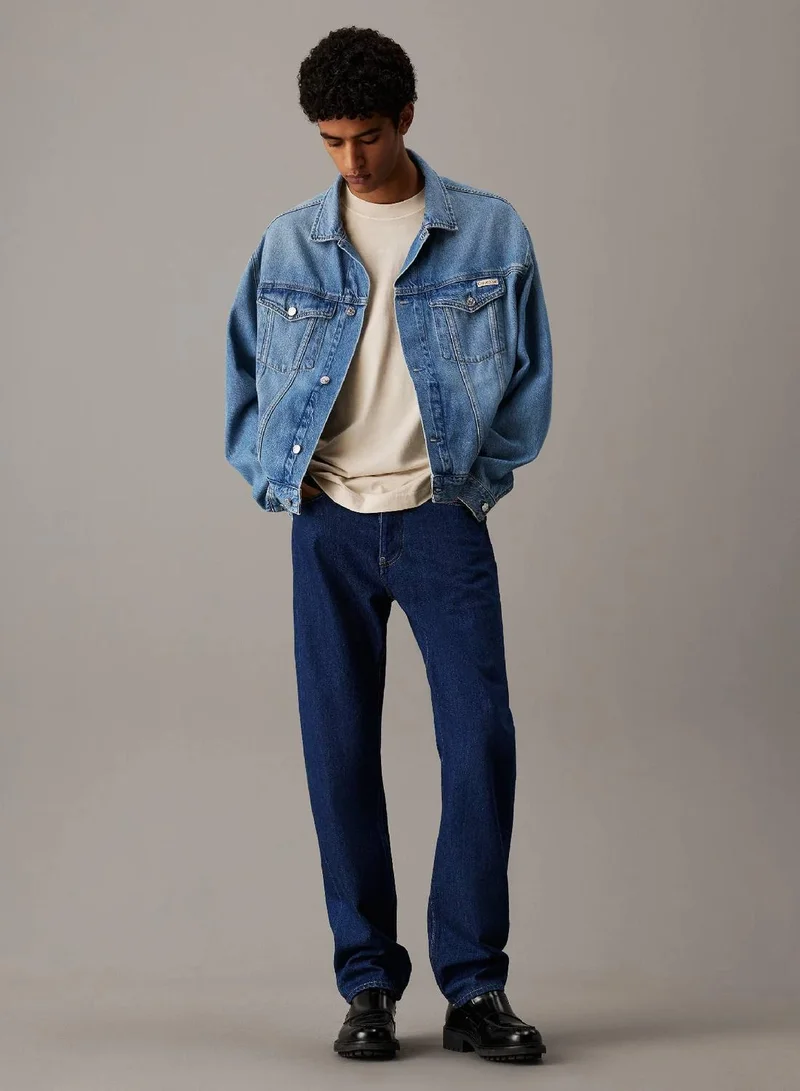 Calvin Klein Jeans Oatmeal Relaxed Logo Appliqué T-Shirt for Men | Best Price UAE