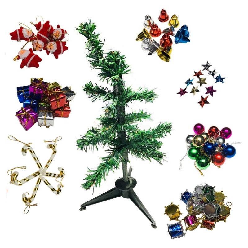 Prisma Collection Prisma Collection Artificial Christmas Tree And Christmas Decorations Assorted Santa Cap Santa Wrist Band Green 1 Christmas Tree 10 Pieces Christmas Decoration1 Santa Cap And 1 Santa Wrist Band  - Image 2
