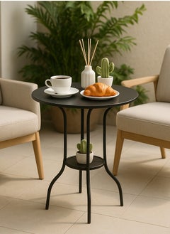 ALMUFARREJ Metal round tea and coffee table, black 50x66.5cm  - Image 5