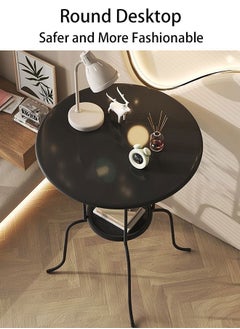 ALMUFARREJ Metal round tea and coffee table, black 50x66.5cm  - Image 3