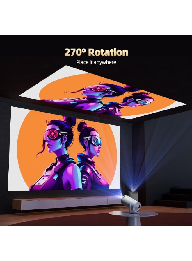 Smart Projector with WIFI 6 and Bluetooth, 4K 1080P Support Portable Projector 180° Rotatable 130'' Screen Movie Projector Auto Keystone Compatible for Laptop, PC, Smartphone - Image 4