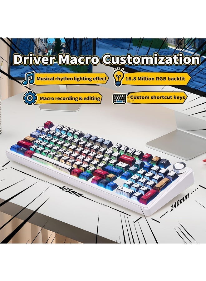 أولا لوحة مفاتيح ميكانيكية  Aula F99 Pro، لوحة مفاتيح ألعاب لاسلكية بإضاءة خلفية RGB، قابلة للتبديل السريع، ثلاثية الوضع BT5.0/2.4GHz/USB-C، أغطية مفاتيح PBT، بطارية 8000mAh - Image 4