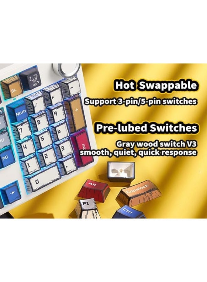 أولا لوحة مفاتيح ميكانيكية  Aula F99 Pro، لوحة مفاتيح ألعاب لاسلكية بإضاءة خلفية RGB، قابلة للتبديل السريع، ثلاثية الوضع BT5.0/2.4GHz/USB-C، أغطية مفاتيح PBT، بطارية 8000mAh - Image 3