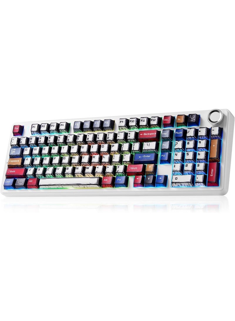 أولا لوحة مفاتيح ميكانيكية  Aula F99 Pro، لوحة مفاتيح ألعاب لاسلكية بإضاءة خلفية RGB، قابلة للتبديل السريع، ثلاثية الوضع BT5.0/2.4GHz/USB-C، أغطية مفاتيح PBT، بطارية 8000mAh - Image 1