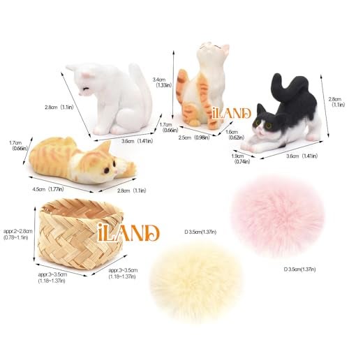 iland Cat Figurines,1/12 Scale Dollhouse Accessories,Realistic Mini Cat for Doll House Decor & Cake Toppers - Image 2