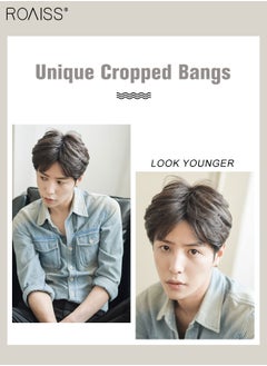 roaiss Men's Hair Middle-parting Toupee, Natural Black Hair Piece Short Wig Real Human Hair Topper for Male for Covering White or Loss Hair, Hand-made Hair Extension Daily Wear  - Image 2