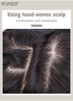 roaiss Men's Hair Middle-parting Toupee, Natural Black Hair Piece Short Wig Real Human Hair Topper for Male for Covering White or Loss Hair, Hand-made Hair Extension Daily Wear  - Image 4