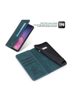 بولا جراب لهاتف Samsung Galaxy S10، غطاء مغناطيسي فاخر من الجلد الصناعي باللون الأزرق  - Image 5