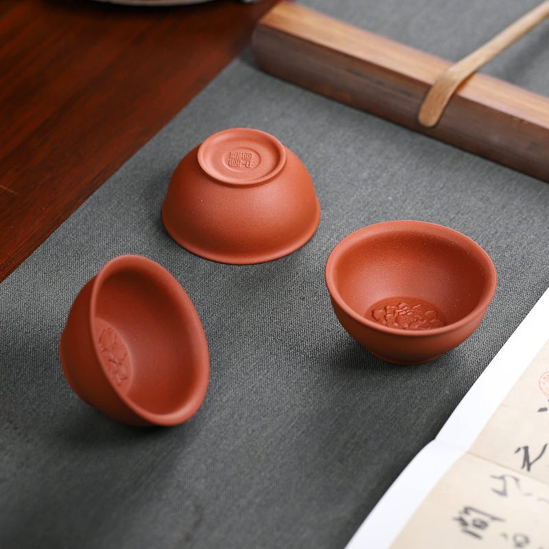 SILINE 3 PCS Zisha Gongfu Teacup,2.2 Oz Chinese Yixing Clay Tea Cup for Brew Kung Fu Tea,Used with the Teapot - Image 4