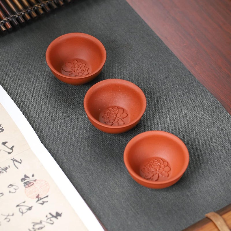 SILINE 3 PCS Zisha Gongfu Teacup,2.2 Oz Chinese Yixing Clay Tea Cup for Brew Kung Fu Tea,Used with the Teapot - Image 2