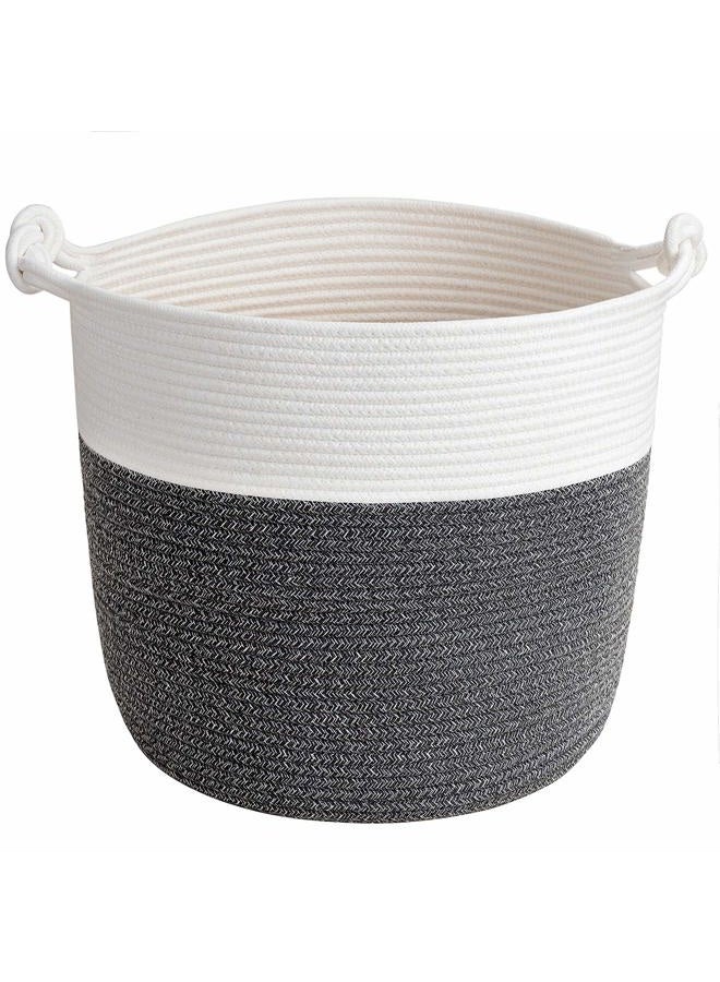 Goodpick Baby Toy Basket, Small Laundry Basket for Clothes 15 x 14.2 Inches, Soft Storage Basket, Rope Basket for Blanket, Nursery Basket for Storage, Grey - Image 1