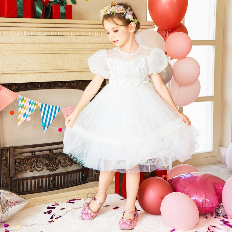 Furdeour Pink Girls Flats Shoes for Toddler Kid Wedding Party Prom Flower Princess Size 12 Dress up Cosplay Little Girls High Heel(2701PinkBrilliant 12) - Image 3