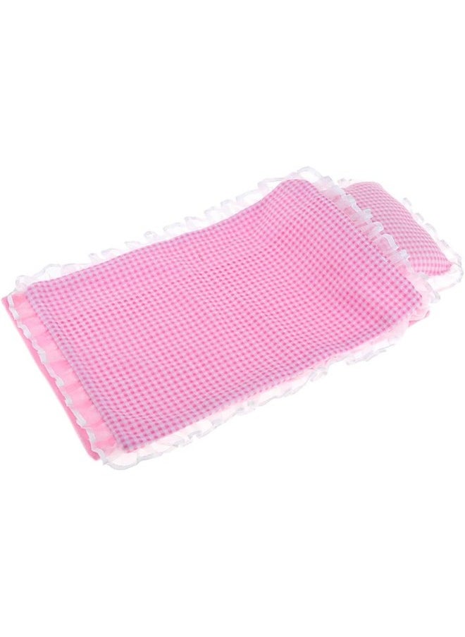silvercnc - Pink Lace Bedding Set Pillow, Sheet & Comforter for Mellchan Dolls Bed Decor - Image 1
