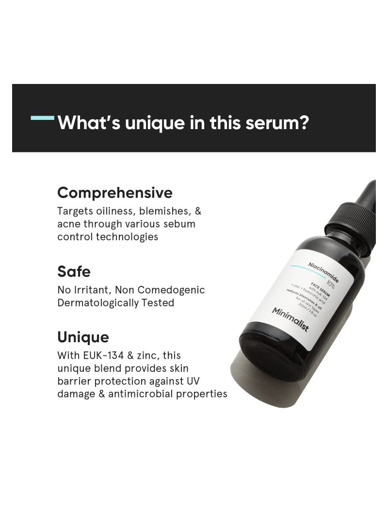 MINIMALIST Minimalist 10% Niacinamide Face Serum for Acne Marks Blemishes and Oil Balancing with Zinc Skin Clarifying Anti Acne Serum for Oily and Acne Prone Skin 30 ml  - Image 3