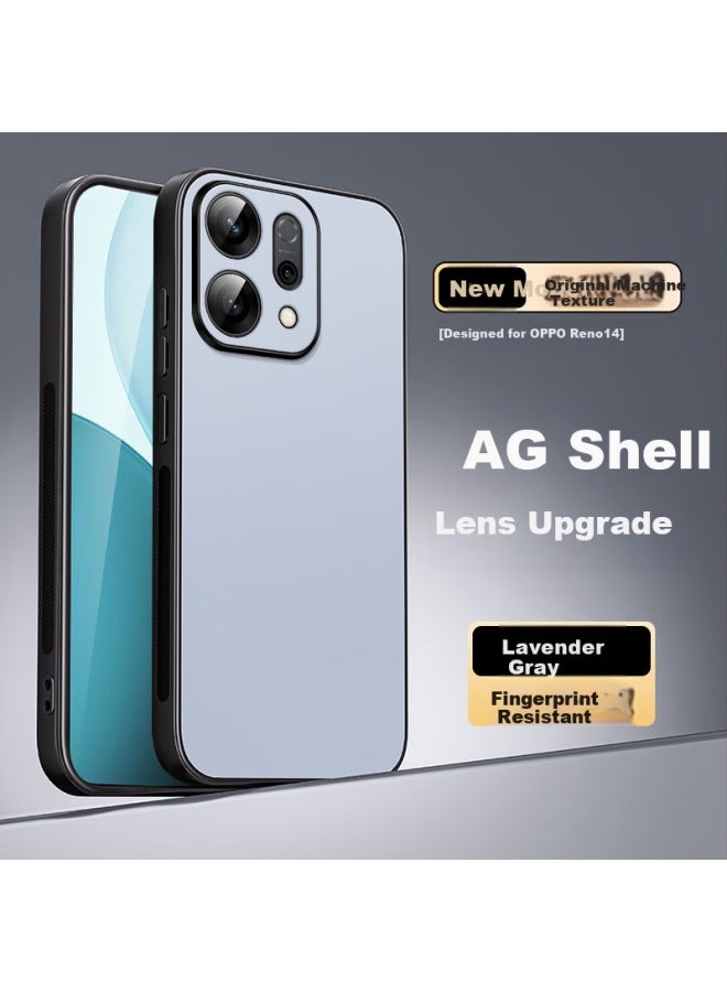 Shangsu Suitable For Reno14 Phone Case Oppo Reno14 Protective Cover Ag Frosted Lens Full Coverage Anti-Fall Solid Color Simple Business Heat Dissipation High-End Feeling Female Male Shell Lavender Gra