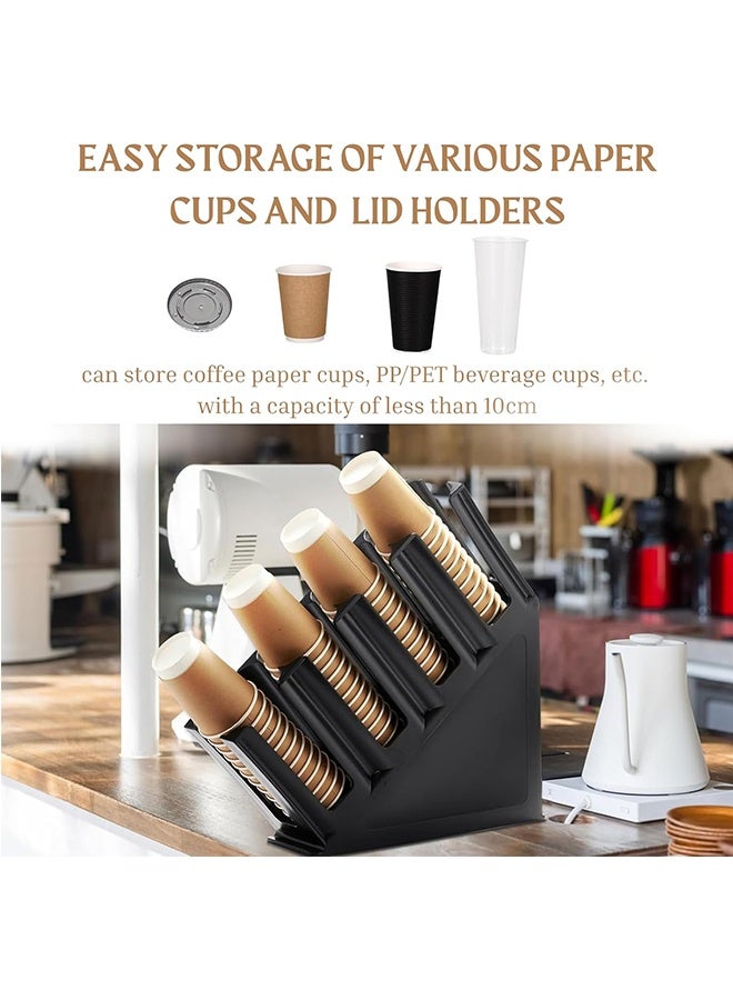JCB CHIC Disposable Paper Cup Dispenser，Cup Lid Organizer with 4 Compartments, Tilting Hot and Cold Disposable Coffee Cup Organizer, Plastic Cup Holder for Coffee Milk Tea Shop Restaurant Accessories - Image 4