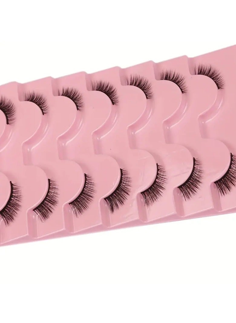 ORiTi 7 Pairs Half Eye Lashes Thick Fluffy Cat Eye Faux Mink False Eyelashes, Short And Long Volume Lashes  - Image 2