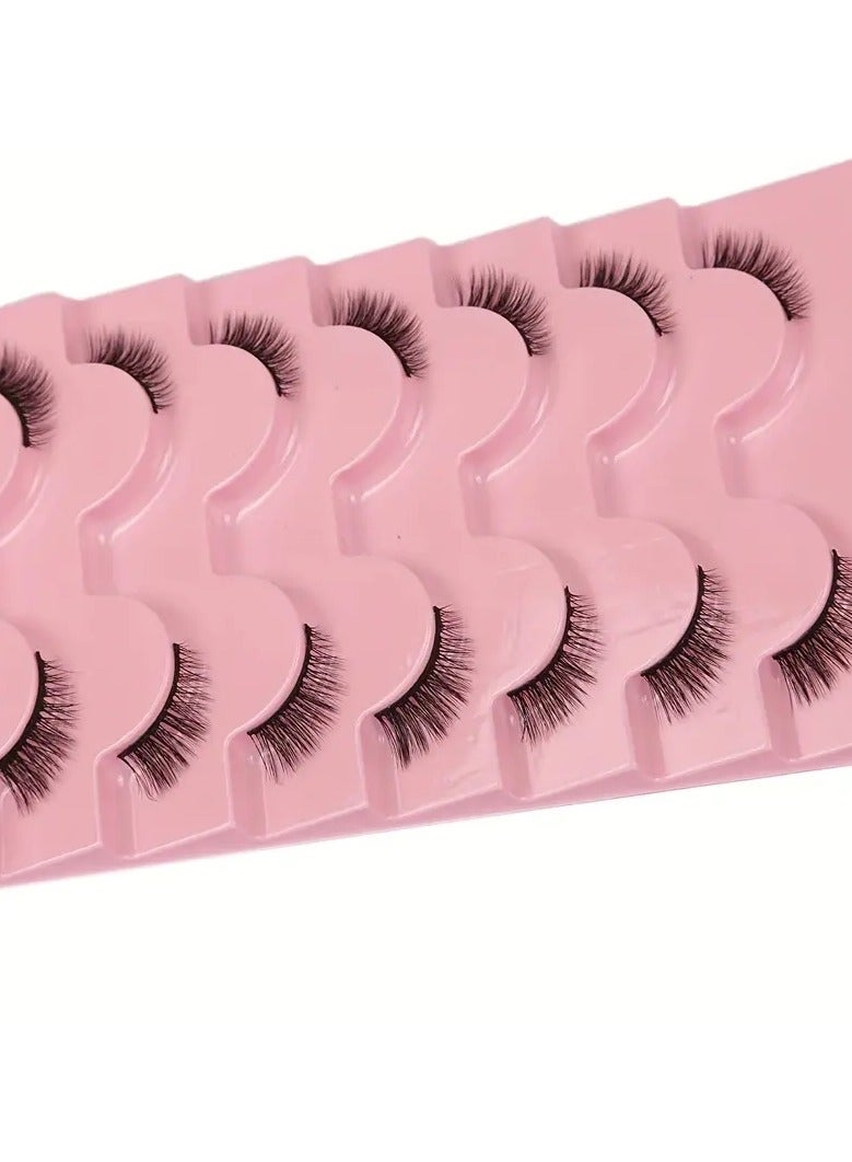 ORiTi 7 Pairs Half Eye Lashes Thick Fluffy Cat Eye Faux Mink False Eyelashes, Short And Long Volume Lashes  - Image 4