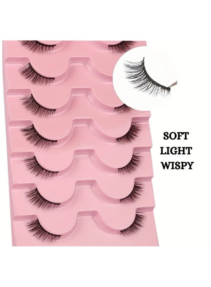 ORiTi 7 Pairs Half Eye Lashes Thick Fluffy Cat Eye Faux Mink False Eyelashes, Short And Long Volume Lashes  - Image 5