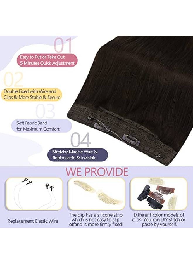 Sunny Hair Sunny Fish Line Hair Extensions Human Hair Darkest Brown Invisible Wire Hair Extensions Darkest Brown 2 Fish Wire Extensions Brown Hair Extensions Fishing Line Brown Remy Straight Short 12Inch 80G  - Image 4