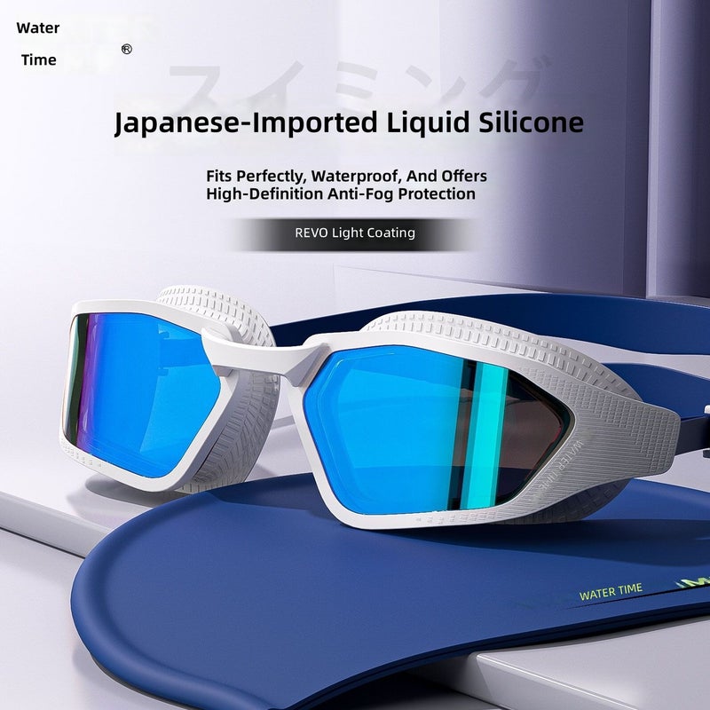 WaterTime Coated Swimming Goggles for Men and Women, Anti-Fog HD Waterproof Swim Cap Set - Image 2