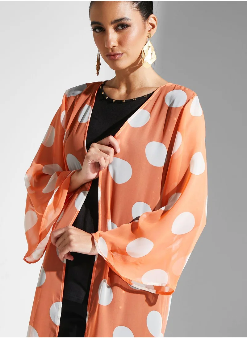 Golden Apple Floral Printed Longline Kimono
