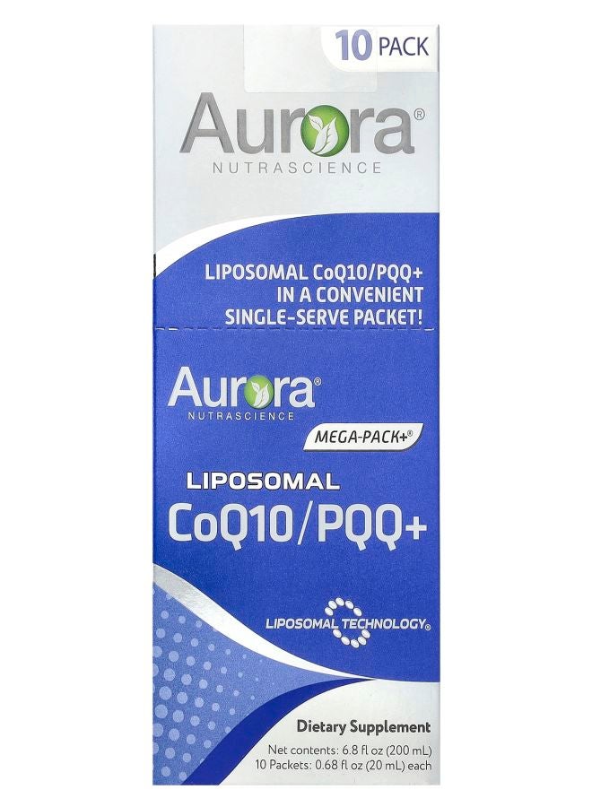 Aurora Nutrascience حزم ليبوسومال CoQ10/PQQ+ 10 عدد 0.68 أونصة سائلة (20 مل) لكل منها - Image 1