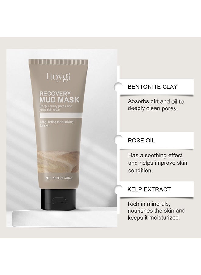 Hoygi Recovery Mud Mask, Relief Mud Mask for Face & Body, Hydrating & Deep Pore Cleanser, Nature-Derived Ingredients, Oil Control Wash Off Body Mud  100G - Image 2