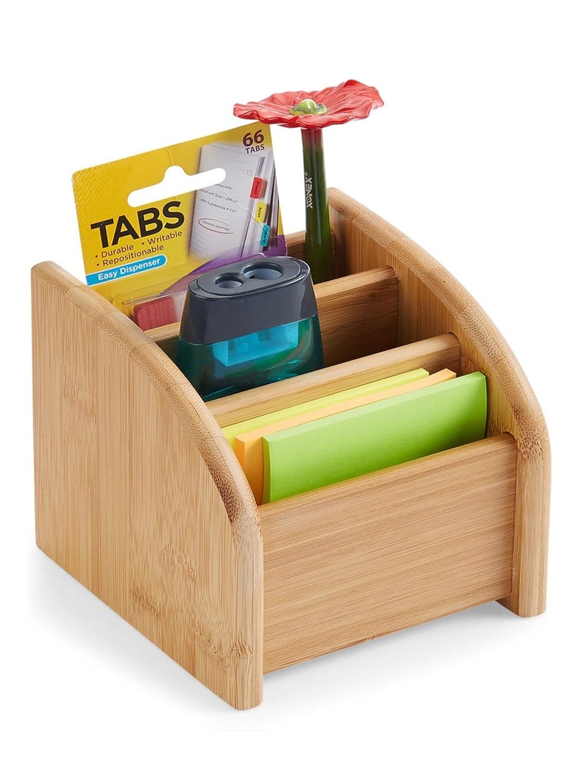كيدل منظم مكتب خشبي لتنظيم أدوات المكياج، حامل أقلام لتخزين سطح المكتب، منظم مكتب للمدرسة والمنزل ولوازم المكتب - Image 1
