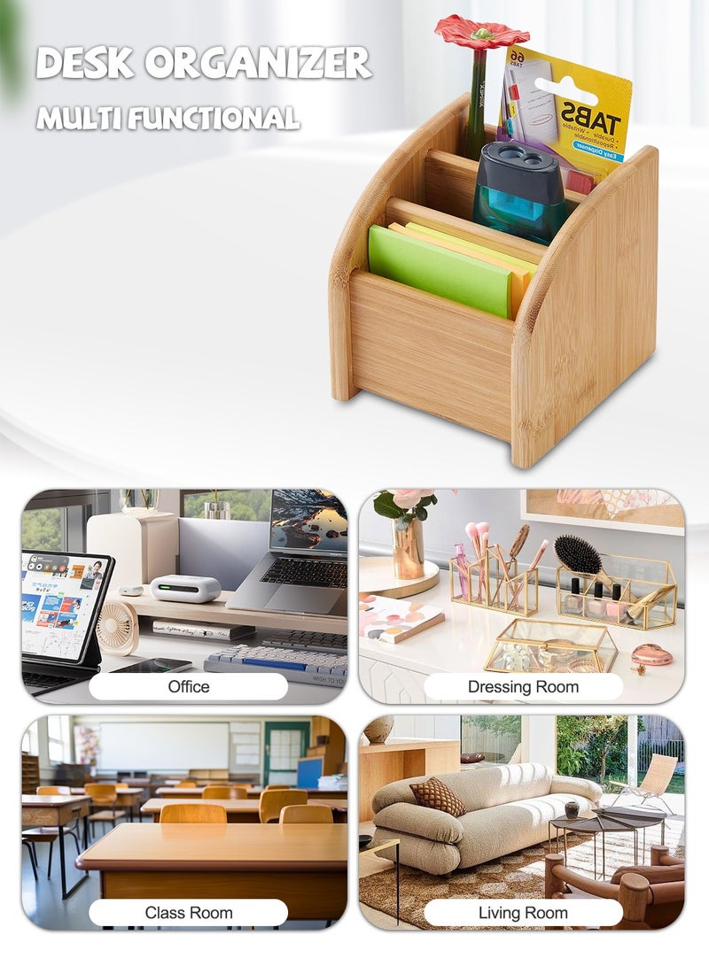 كيدل منظم مكتب خشبي لتنظيم أدوات المكياج، حامل أقلام لتخزين سطح المكتب، منظم مكتب للمدرسة والمنزل ولوازم المكتب - Image 2