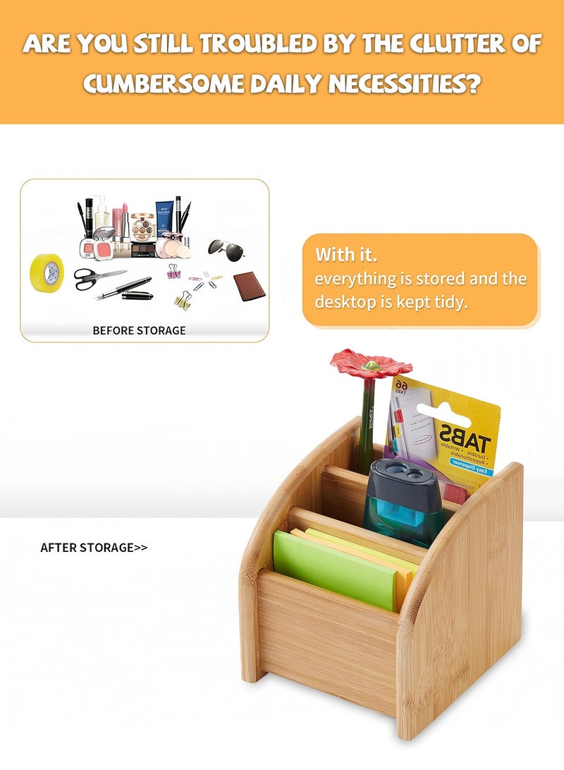 كيدل منظم مكتب خشبي لتنظيم أدوات المكياج، حامل أقلام لتخزين سطح المكتب، منظم مكتب للمدرسة والمنزل ولوازم المكتب - Image 3