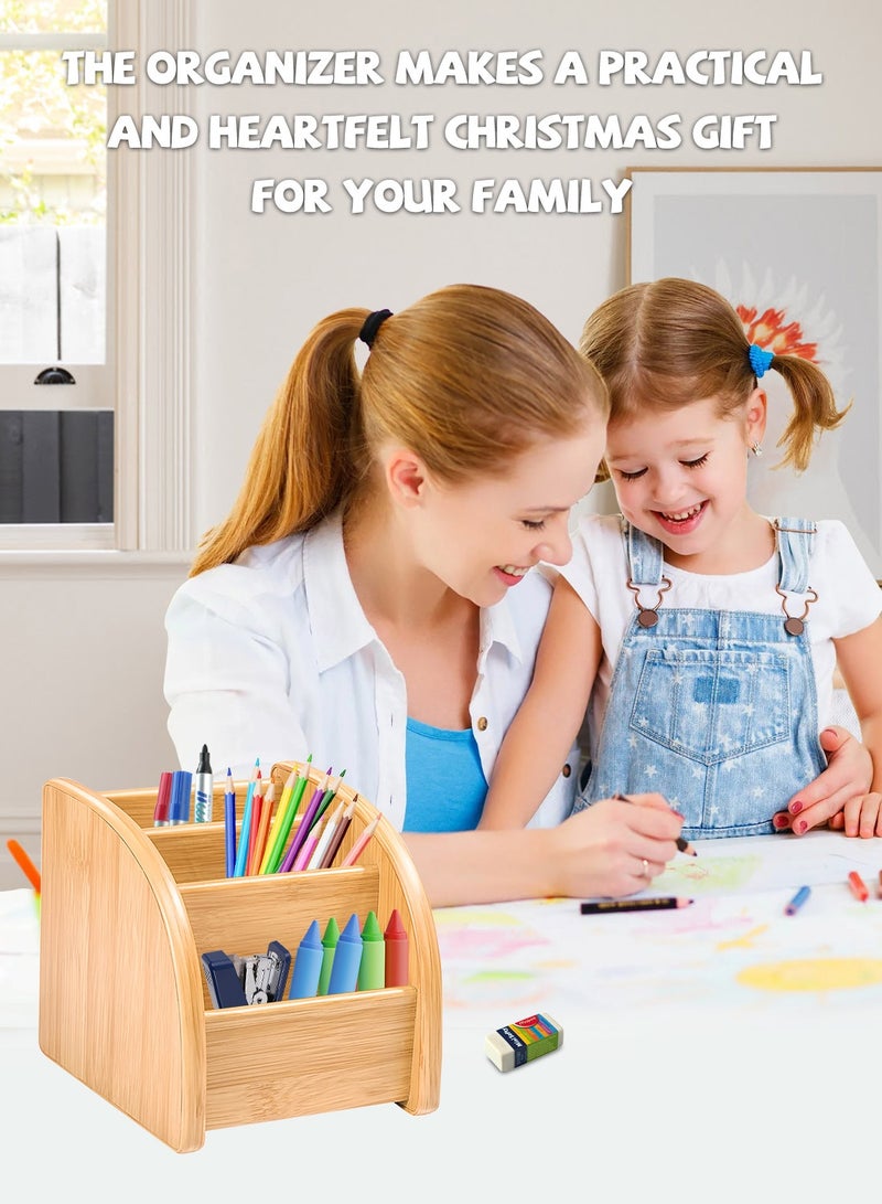 كيدل منظم مكتب خشبي لتنظيم أدوات المكياج، حامل أقلام لتخزين سطح المكتب، منظم مكتب للمدرسة والمنزل ولوازم المكتب - Image 4