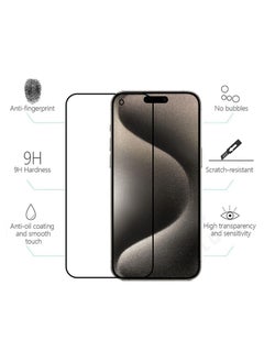 HD PLUS IPhone 15 / 15 Pro HD Plus Premium Tempered Glass Screen Protector With Black Frame  - Image 5