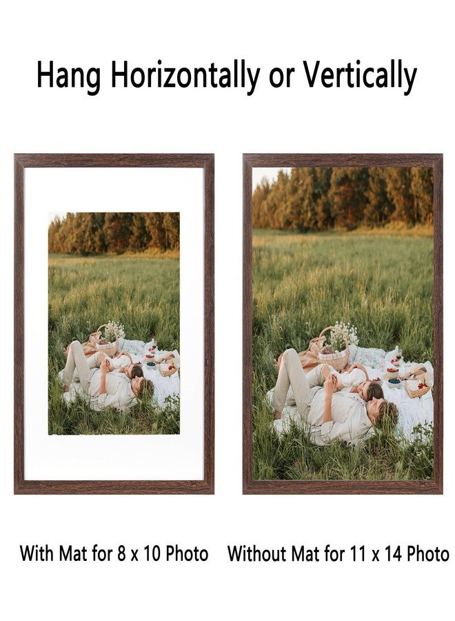 Hogaryo إطار صور هوغاريو بني اللون مقاس 11×14 بوصة، 3 قطع في مجموعة واحدة. يمكن استخدام هذه الإطارات لعرض صور مقاس 8×10 بوصة مع إطار داخلي أو صور مقاس 11×14 بوصة بدون إطار داخلي على الحائط. - Image 4