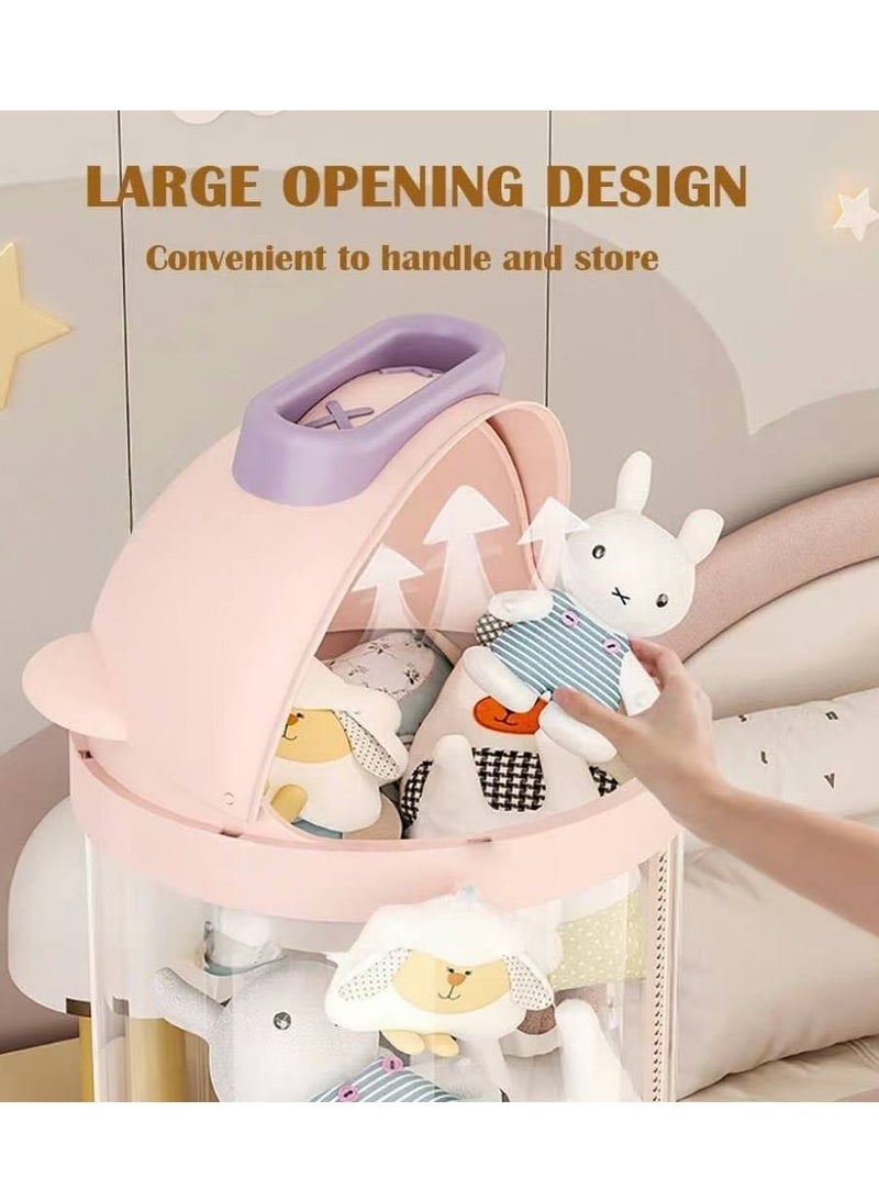 Toys Organizer，Toy Storage Tube，Kids Toy Storage Organizer with LED Light and Wheels Toy Display Bucket for Dolls Stuffed Animal Storage Tube for Nursery Playroom Bedroom(145cm)  - Image 4