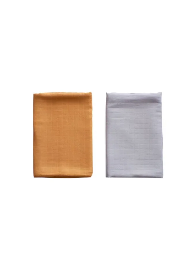 أنفي بيبي Set of 2 Organic Bamboo Swaddle- Smoky Sun