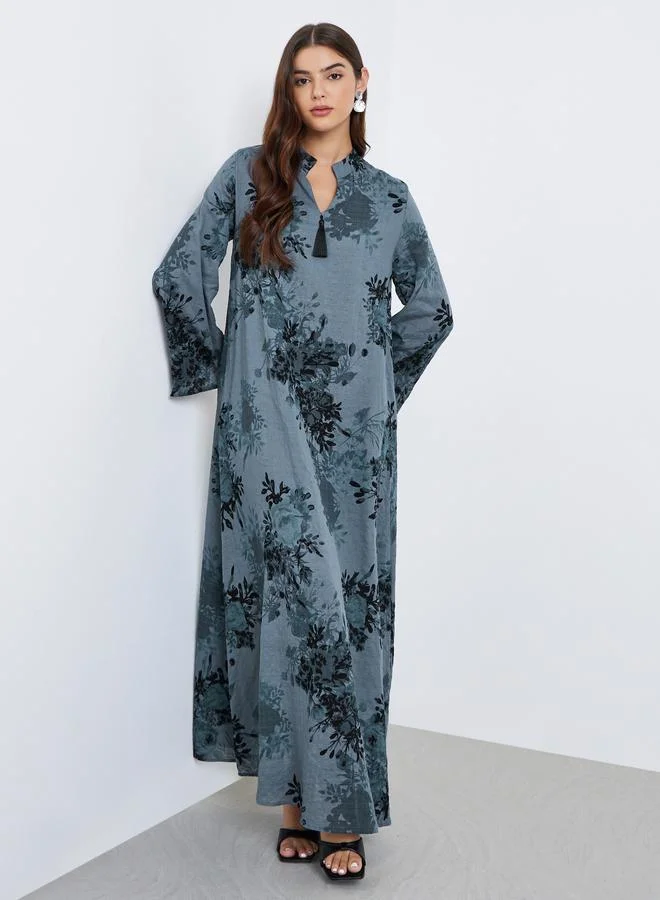 Amirah Amirah Floral Print Tassel Detail Jalabiya