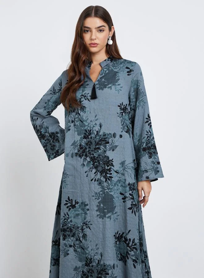 Amirah Amirah Floral Print Tassel Detail Jalabiya