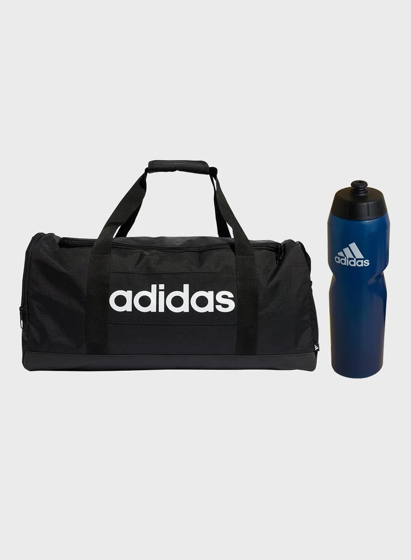 adidas medium linear duffel with water bottle