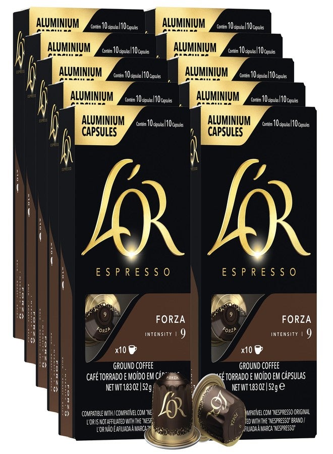L'OR Espresso Capsules, 100 Count Forza, Single-Serve Aluminum Coffee Capsules Compatible with the L'OR BARISTA System & *Nespresso Original Machines - Image 1