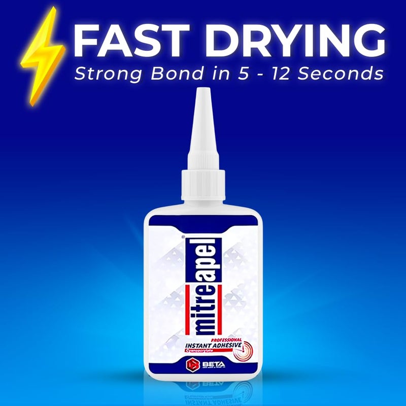 Mitreapel مادة الغراء Mitreapel Super Ca Glue (1.75 أونصة) مع محفز الغراء بالرش (6.75 أونصة سائلة) – غراء سيانوأكريليت للاستخدام في ال��رف اليدوية والبناء | عبوتان - Image 3
