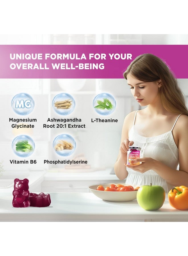 هوليجيند مكملات الكورتيزول من هوليجيند للنساء والرجال، حلوى الكورتيزول مع الأشواغاندا، والمغنيسيوم، وإل-ثيانين، وفوسفاتيديل سيرين، وفيتامين ب6 لإزالة سموم الكورتيزول، والاسترخاء، والنوم، والتركيز، وخالية من السكر، ونباتية، 60 قطعة - Image 3