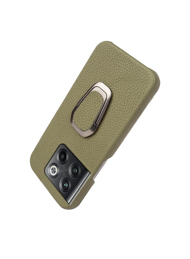 erorex Case For OnePlus Ace Pro / 11T Ring Holder Litchi Texture Genuine Leather Phone Case - Image 5