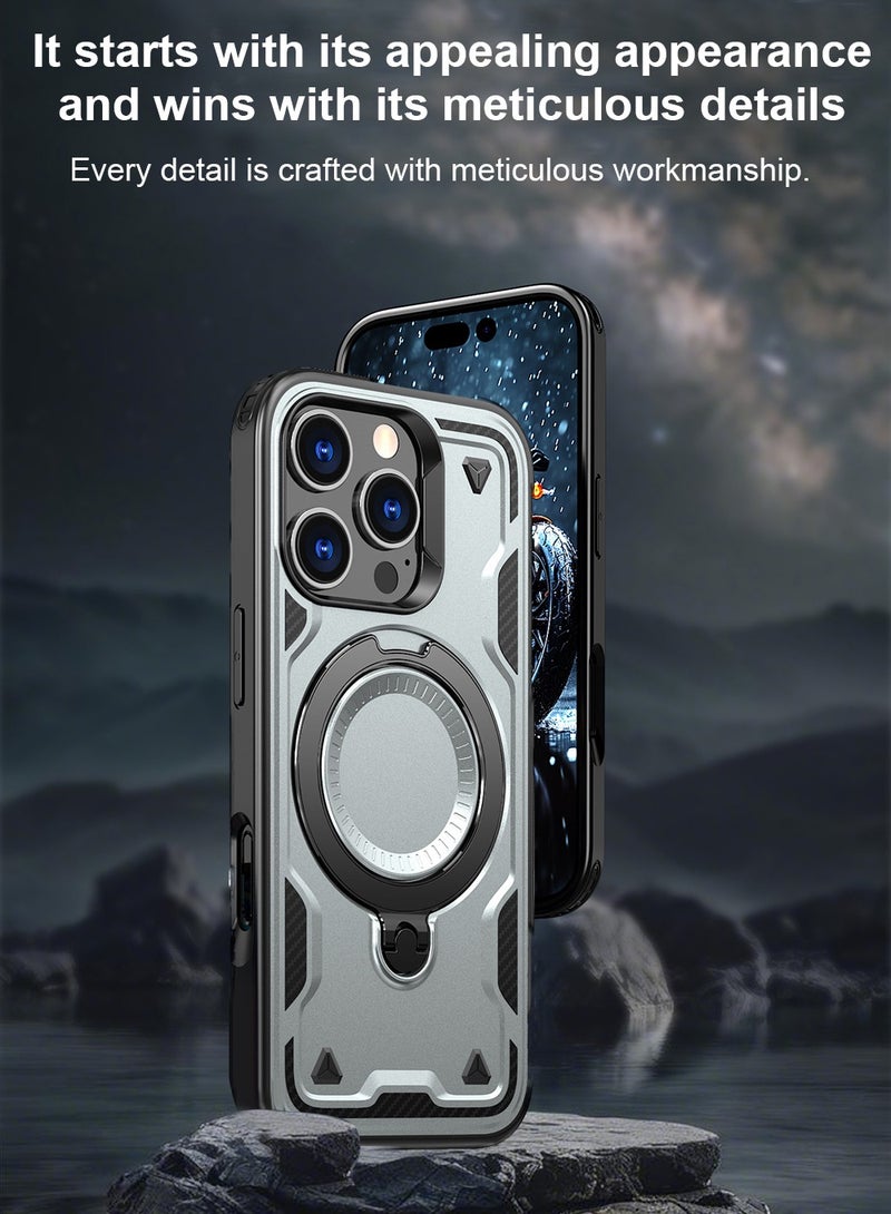 iPhone 16 Pro/Pro Max MagSafe Case Cover with Ring Holder - Anti-Scratch, Air-Guard Corners, Ultra Slim Transparent, Magnetic Magsafe Cover, Unique Industrial Style Design - Image 2
