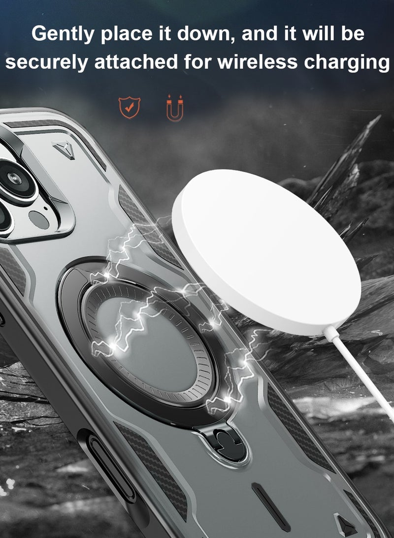 iPhone 16 Pro/Pro Max MagSafe Case Cover with Ring Holder - Anti-Scratch, Air-Guard Corners, Ultra Slim Transparent, Magnetic Magsafe Cover, Unique Industrial Style Design - Image 4